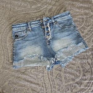 KANCAN ripped button fly size medium denim shortie shorts